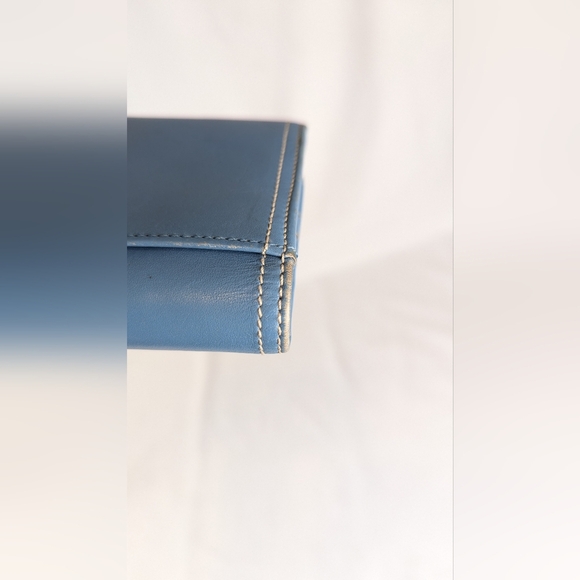 Coach Vintage Long Envelope Wallet Sky Blue Smooth Glove Tanned Leather Y2K - Picture 5 of 14